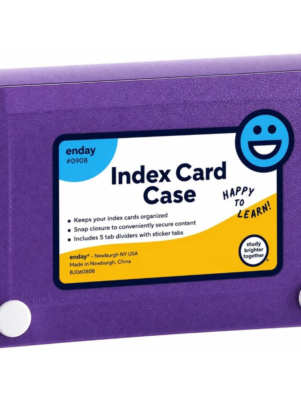 Index Card Holder 3x5, Purple Index Card Case with 5 Tab Dividers, Index Card Or
